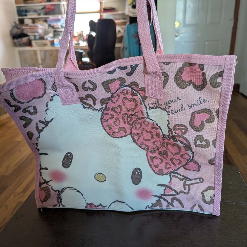 Hello Kitty Pink Leopard Print Tote Bag